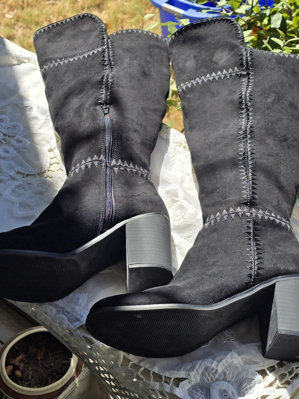 Universal Thread Black Faux Microsuede Over-The-Knee Asymmetrical Top Boots 9